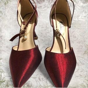 Burgundy Red Satin Heels
